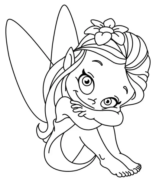 앉아있는 작은 요정 coloring page