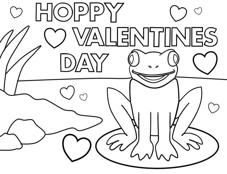 발렌타인 데이에 개구리 coloring page