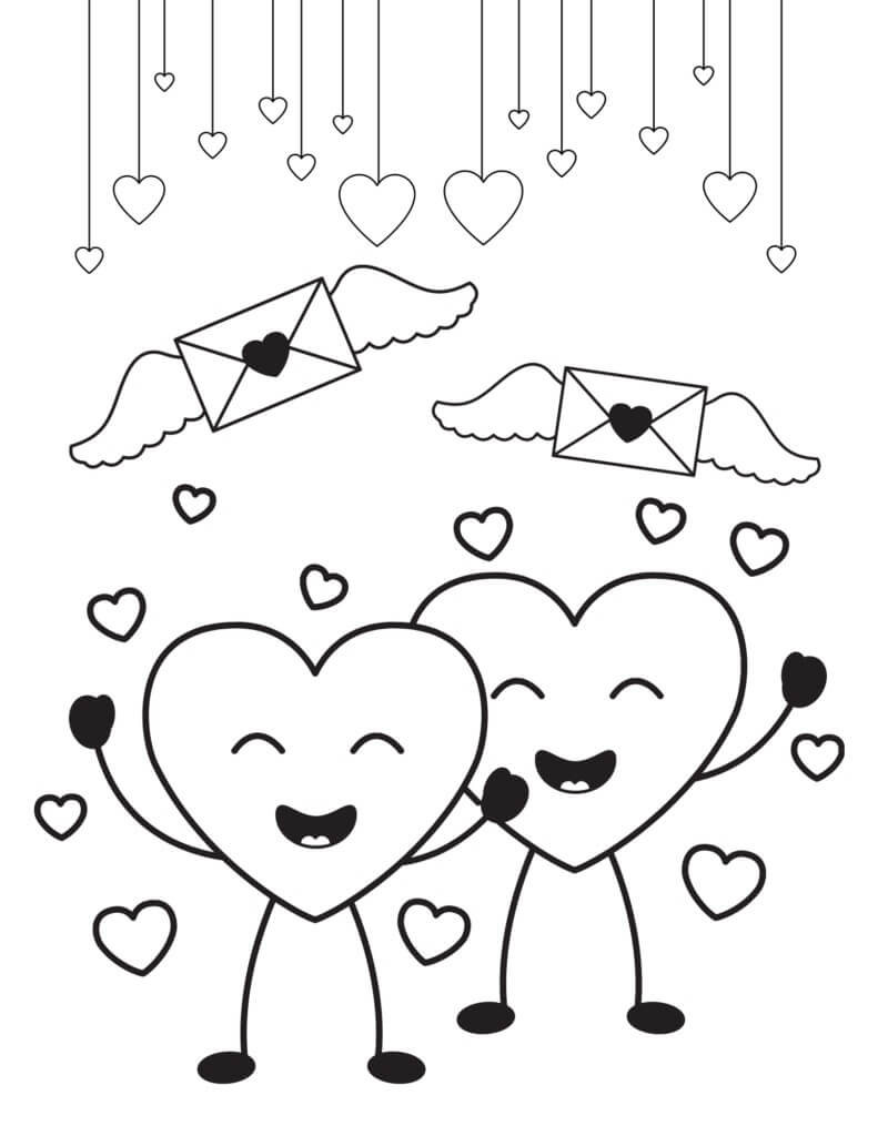 발렌타인 데이에 재미있는 마음 coloring page