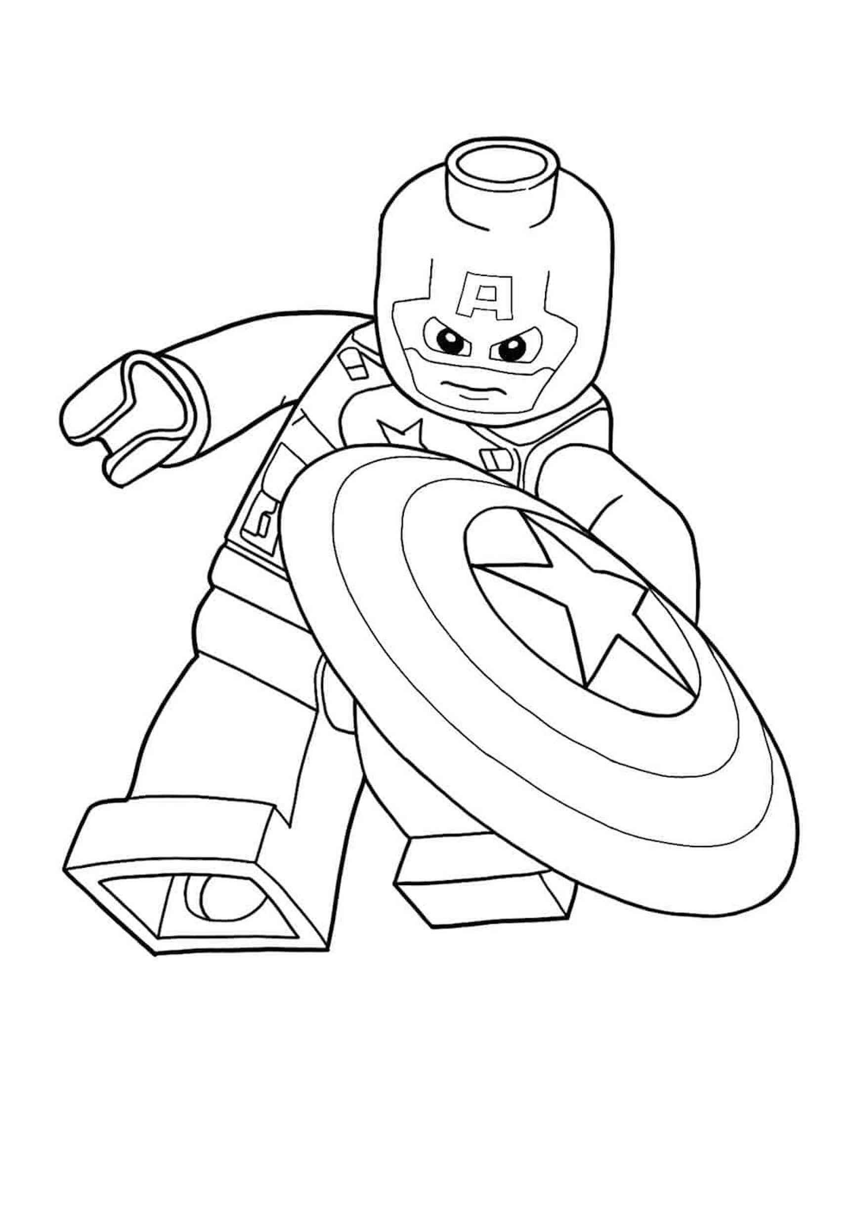 방패를 던지는 레고 캡틴 아메리카 coloring page