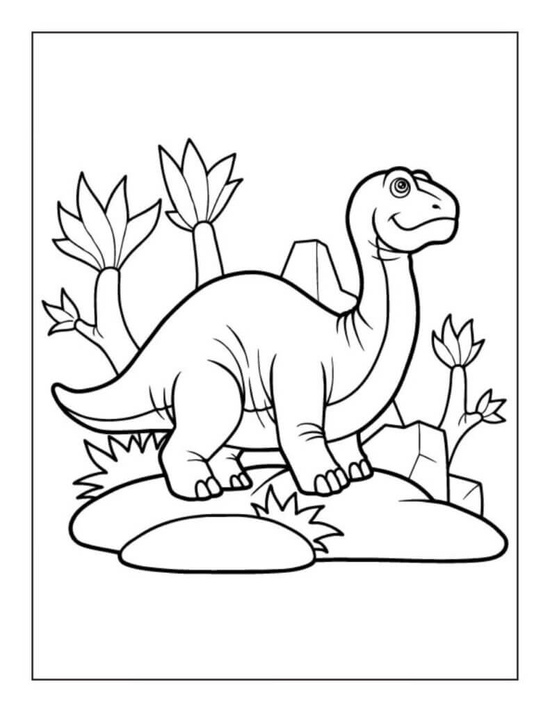바위 위의 공룡 coloring page
