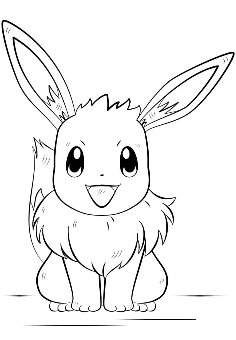 Beautiful Smiling Eevee coloring page