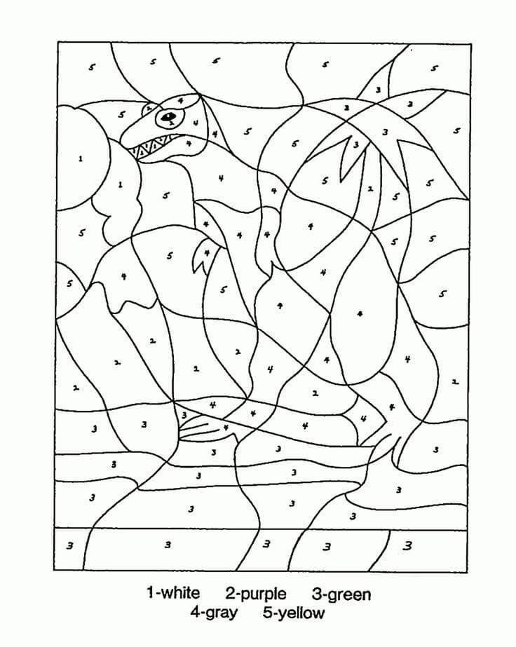 번호로 무료 공룡 색칠하기 coloring page