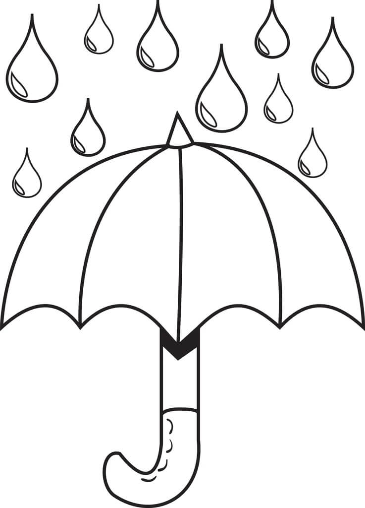 빗방울이 있는 우산 coloring page