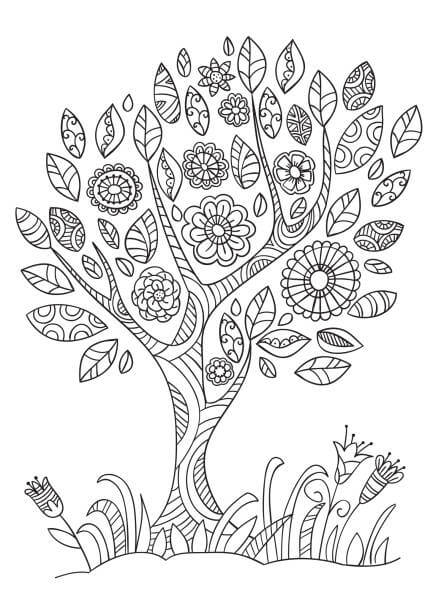 봄 나무의 만다라 coloring page