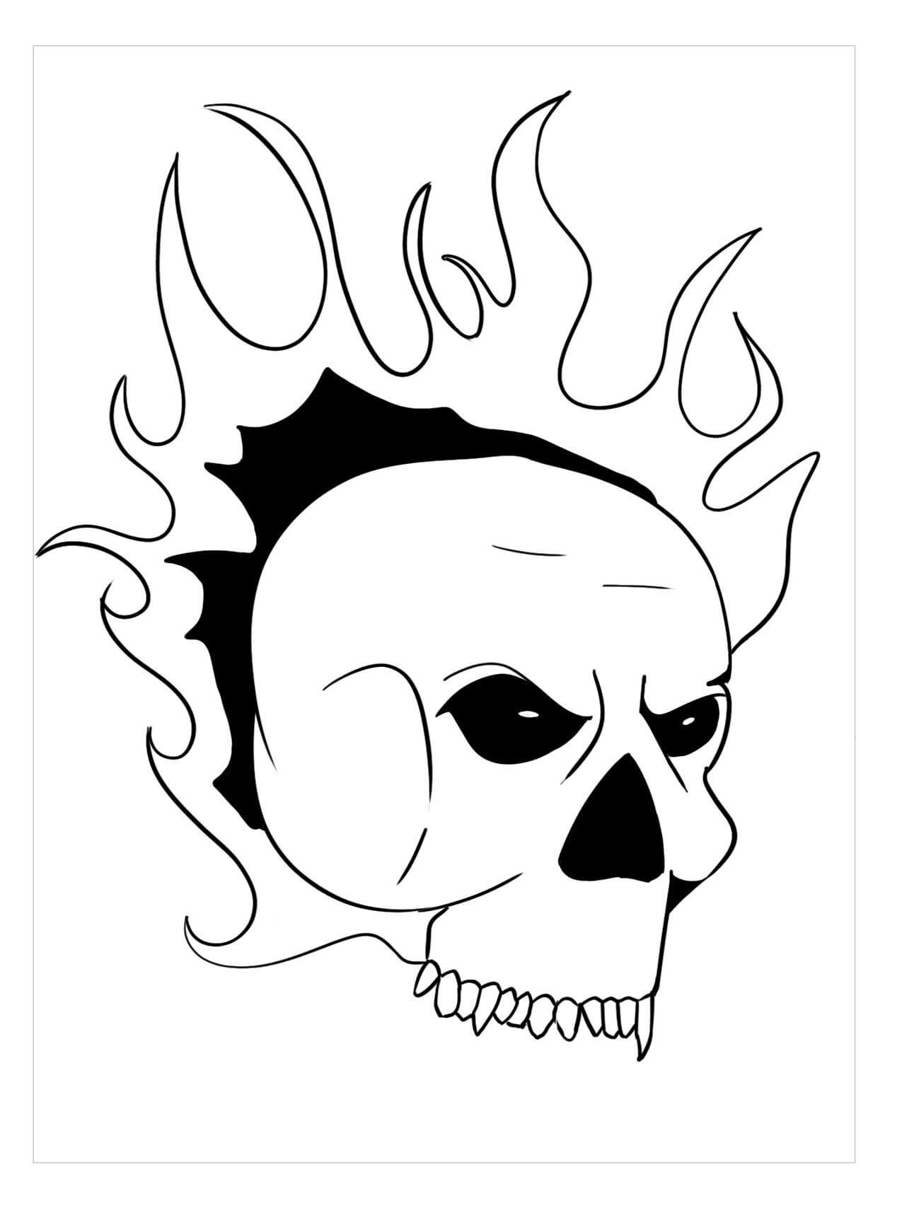 불타는 해골 coloring page