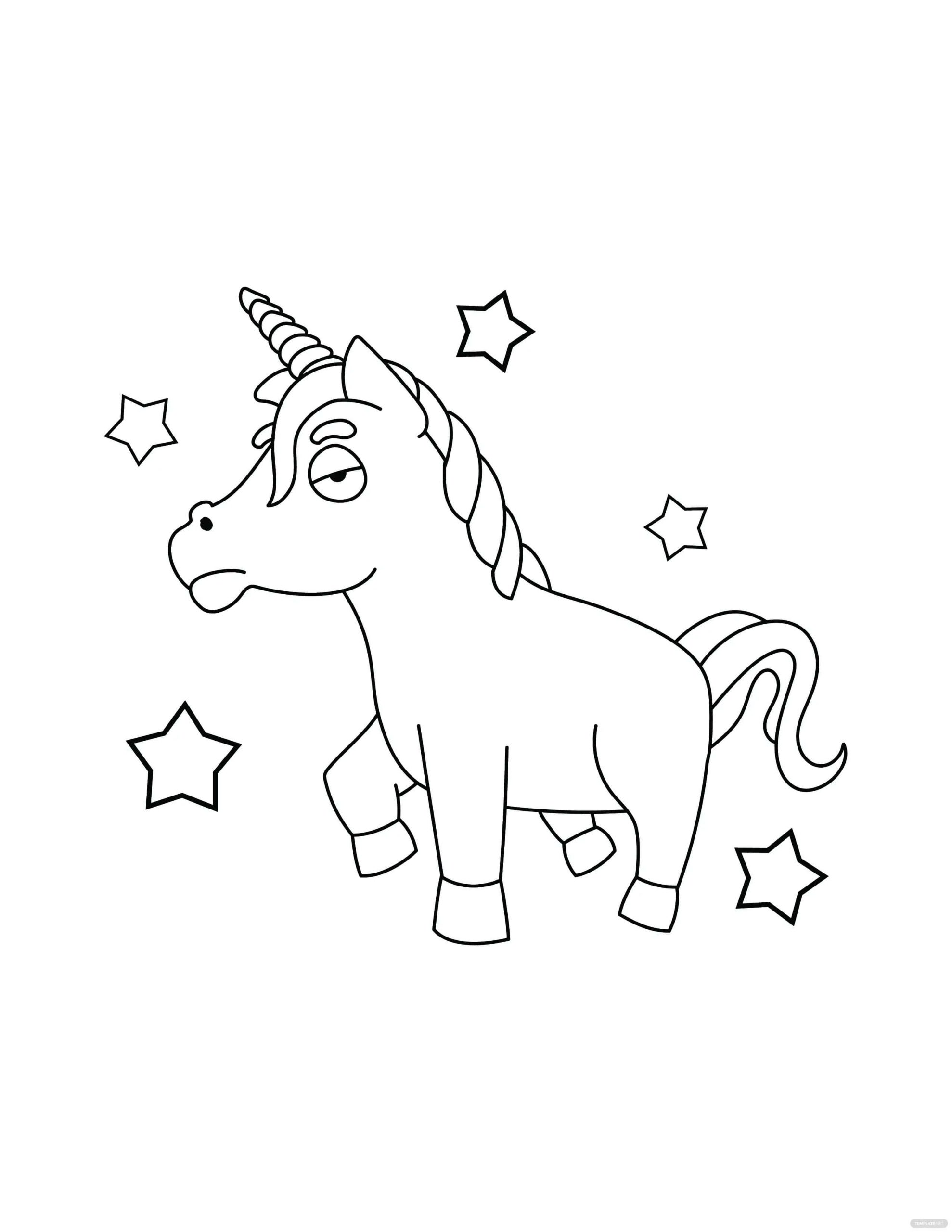 별과 함께 재미있는 유니콘 coloring page