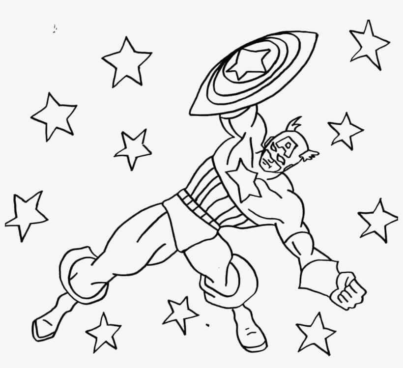 별과 함께 캡틴 아메리카 coloring page