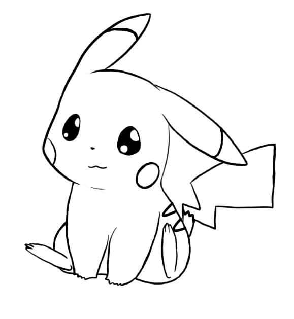 Cute Pikachu Sitting coloring page