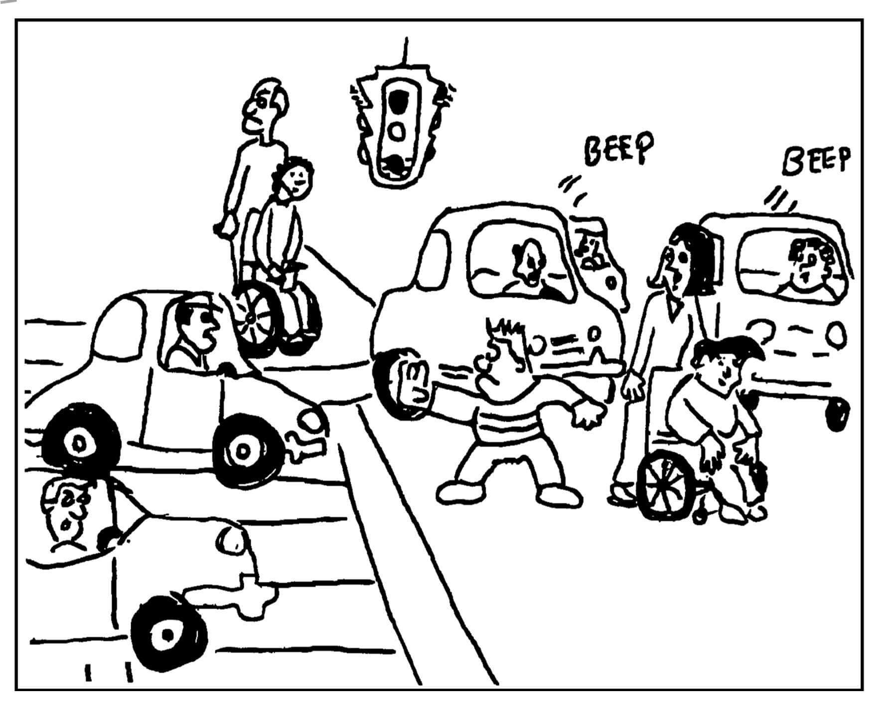 도로 및 거리 안전 그리기 coloring page