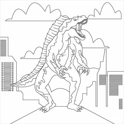 도시의 고질라 coloring page