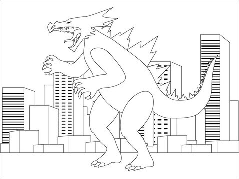 도시의 무서운 고질라 coloring page