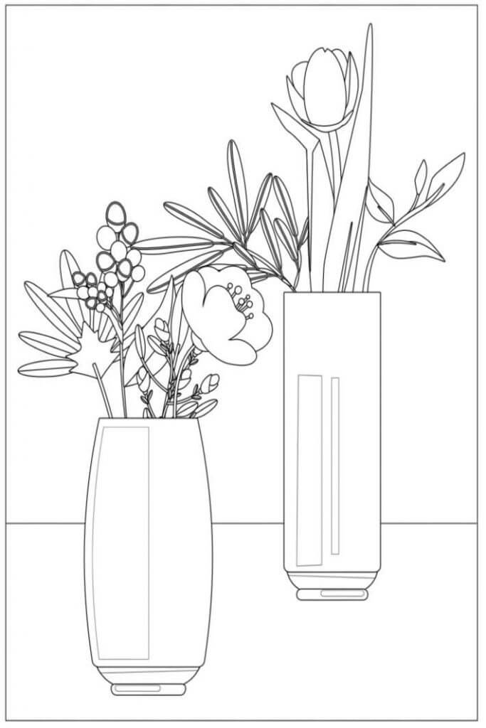 두 개의 꽃병 coloring page