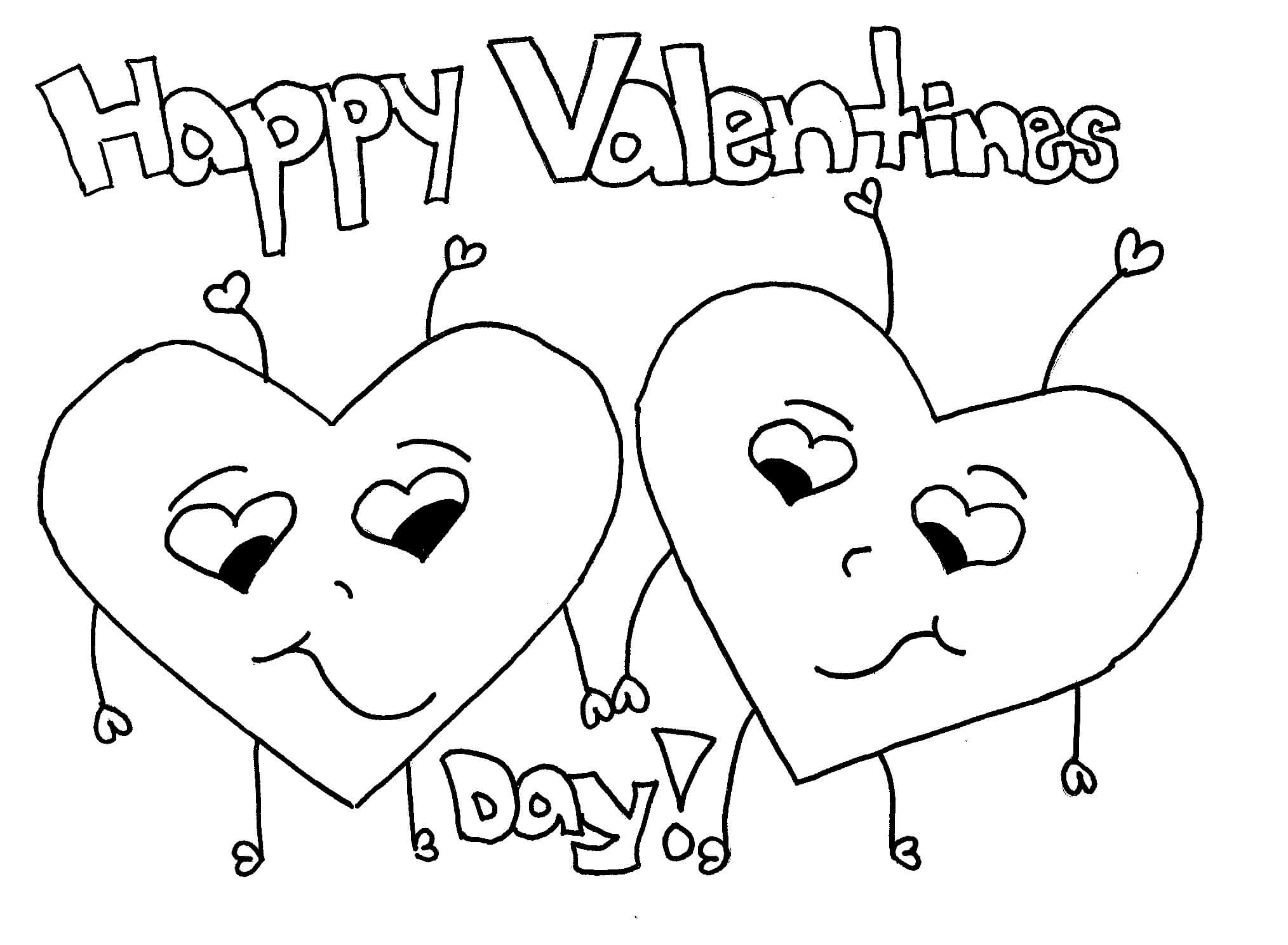 두 마음으로 해피 발렌타인 데이 coloring page