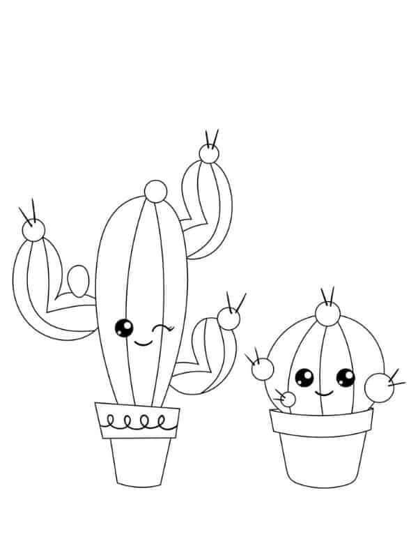 두 만화 화분 선인장 coloring page