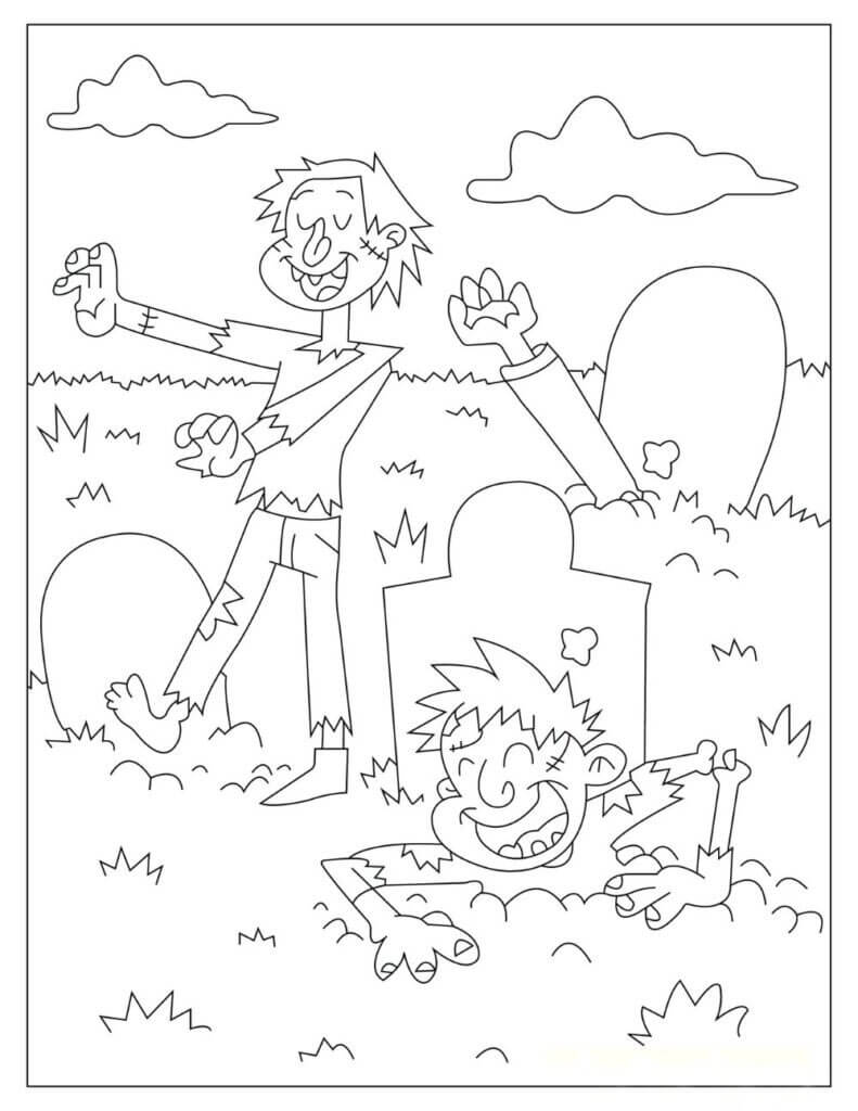 두 명의 재미있는 좀비 coloring page