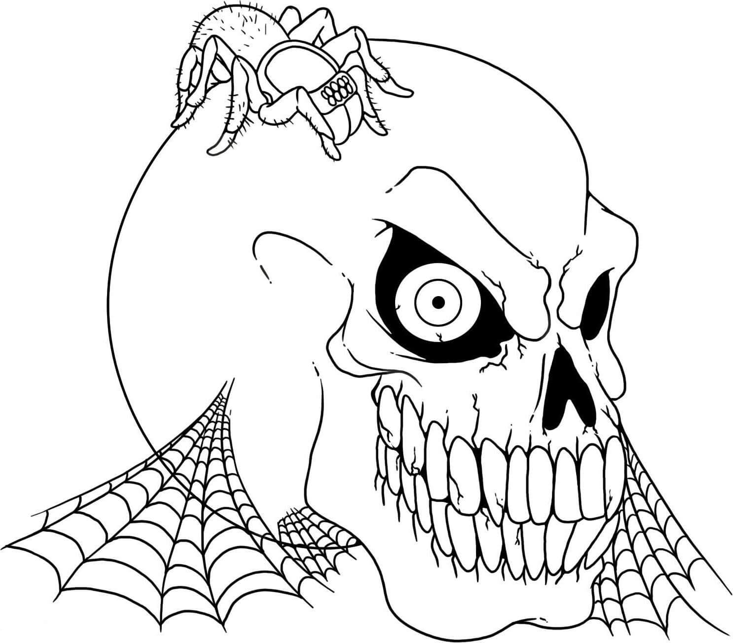 두개골 머리에 거미 coloring page