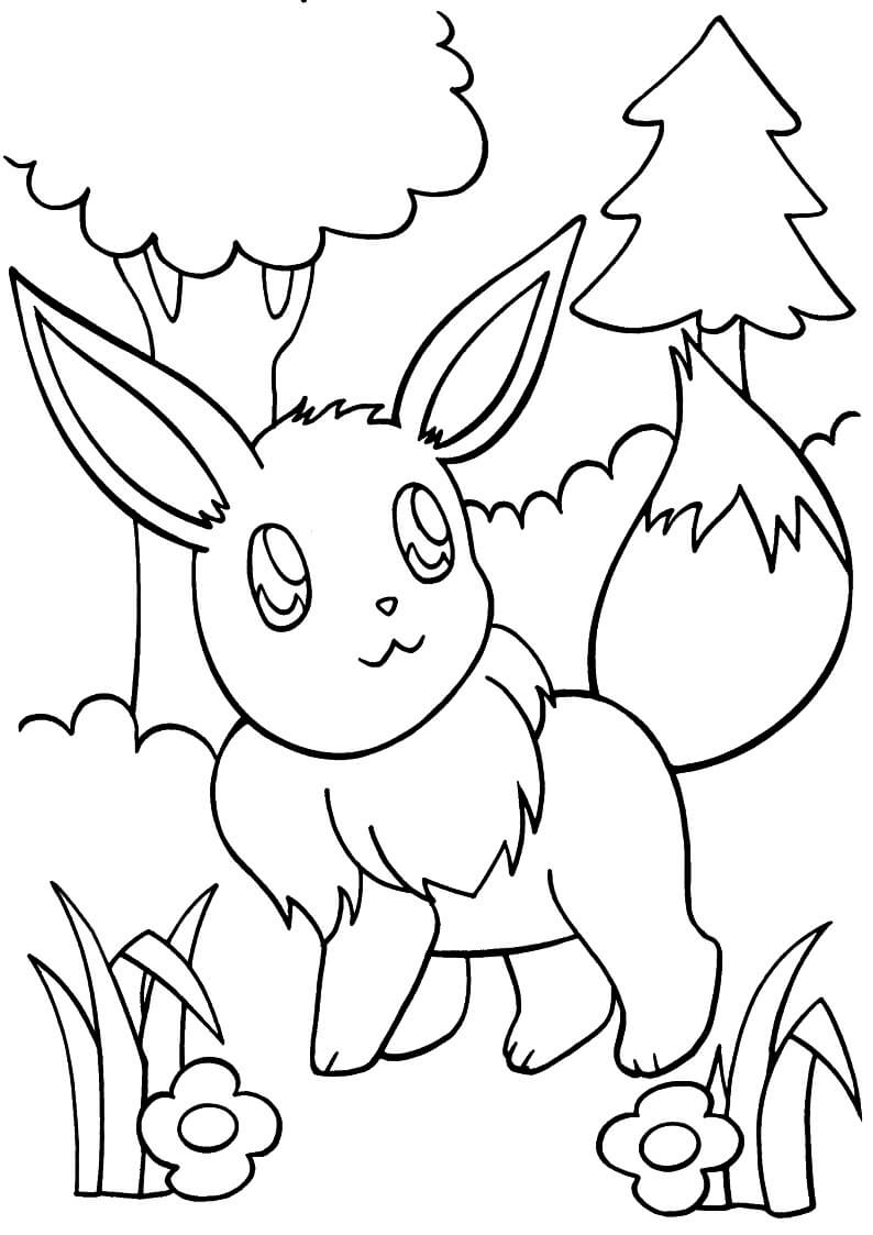 Eevee in the Wood coloring page