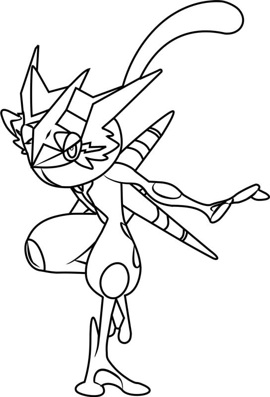 Fresh Ash Greninja coloring page