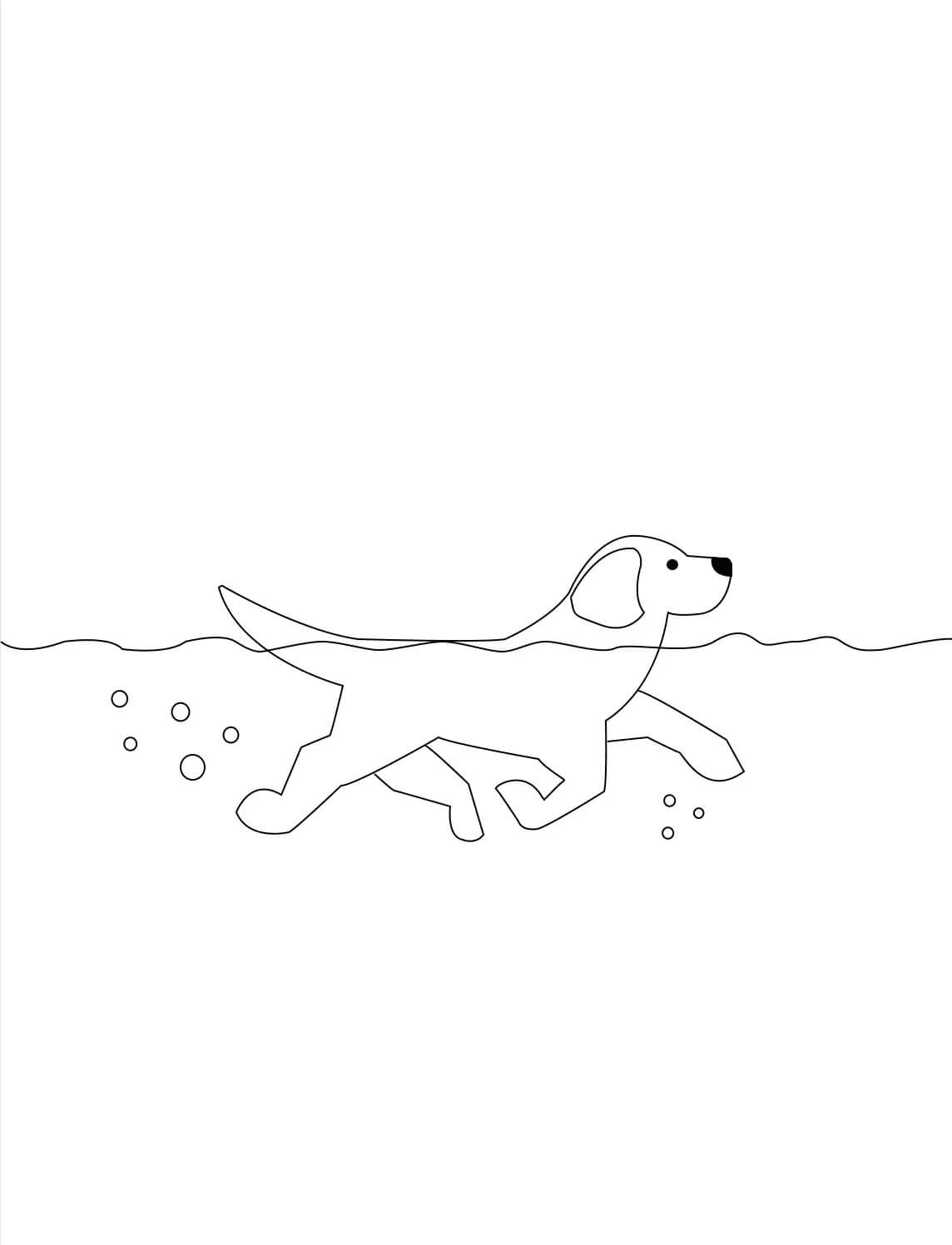 개 수영 coloring page