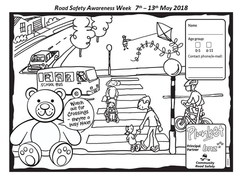 간단한 도로 및 거리 안전 coloring page
