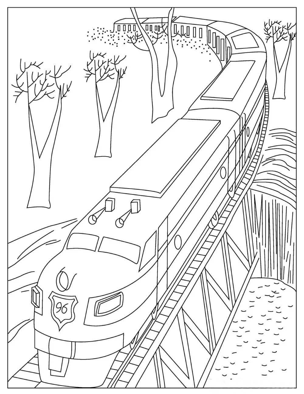 긴 기차 coloring page