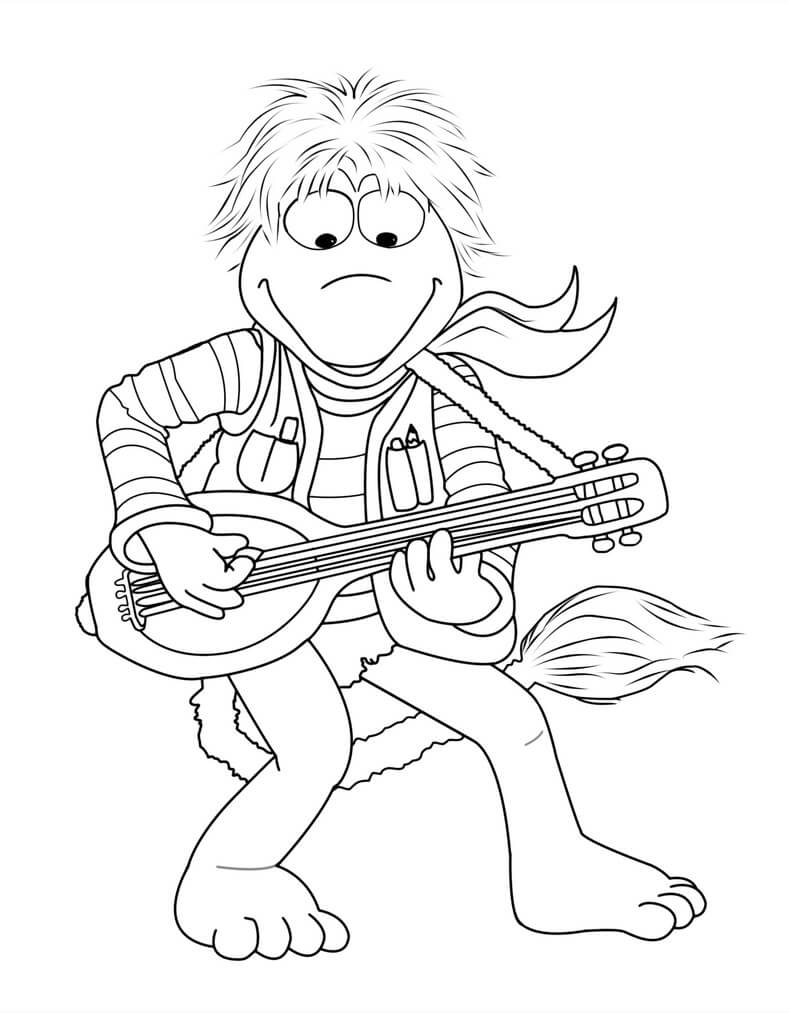 기타를 들고 있는 고보 coloring page