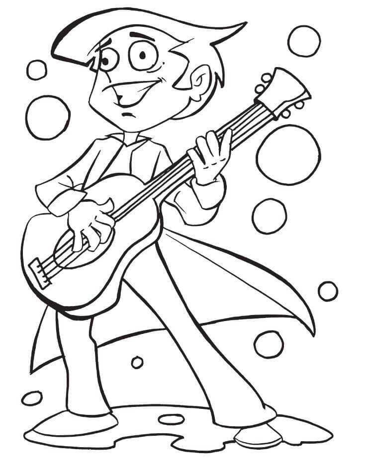 기타를 연주하는 만화 캐릭터