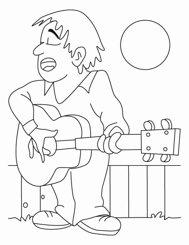 기타를 연주하는 남자 coloring page