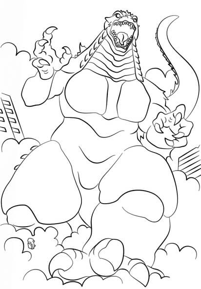 고질라 공격 coloring page