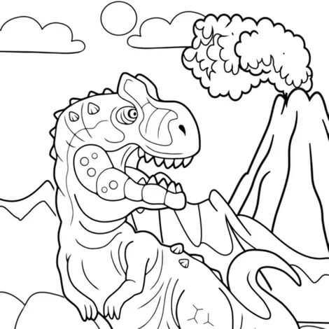 공룡과 화산 coloring page