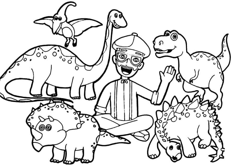 공룡이 있는 블립피 coloring page