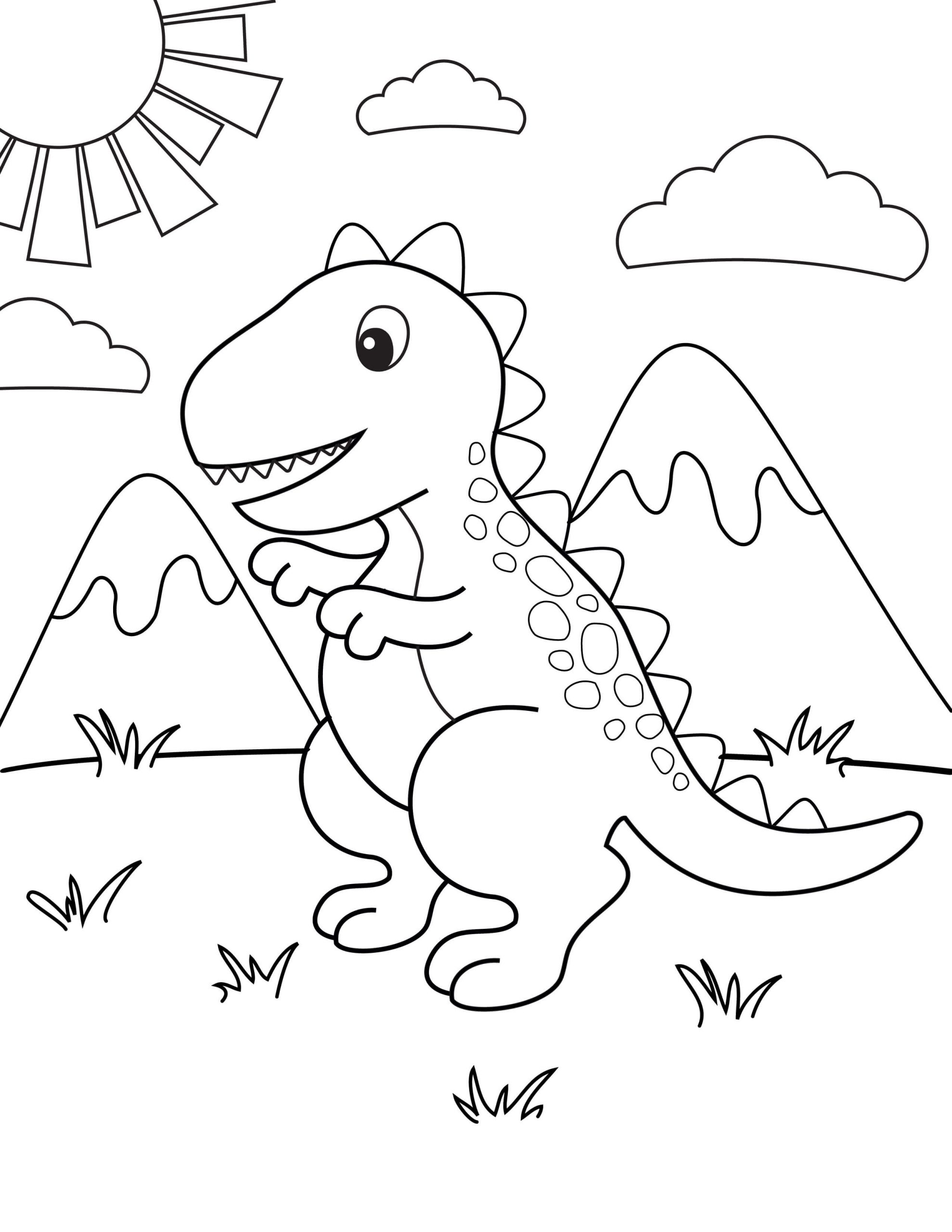 귀엽고 사랑스러운 T-Rex coloring page