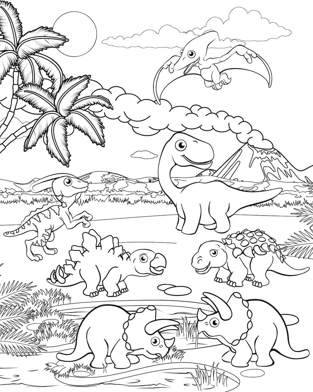 귀여운 공룡 그림 coloring page