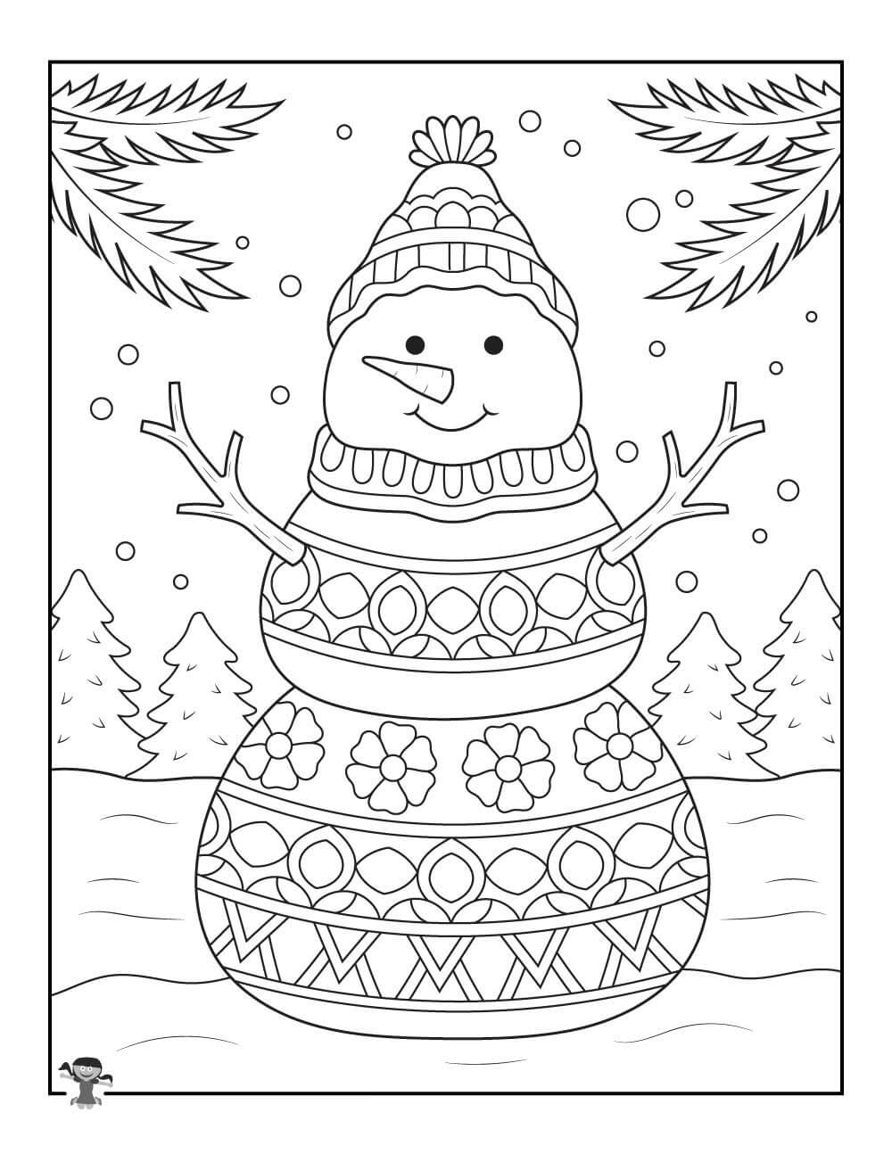 겨울에 귀여운 눈사람 coloring page