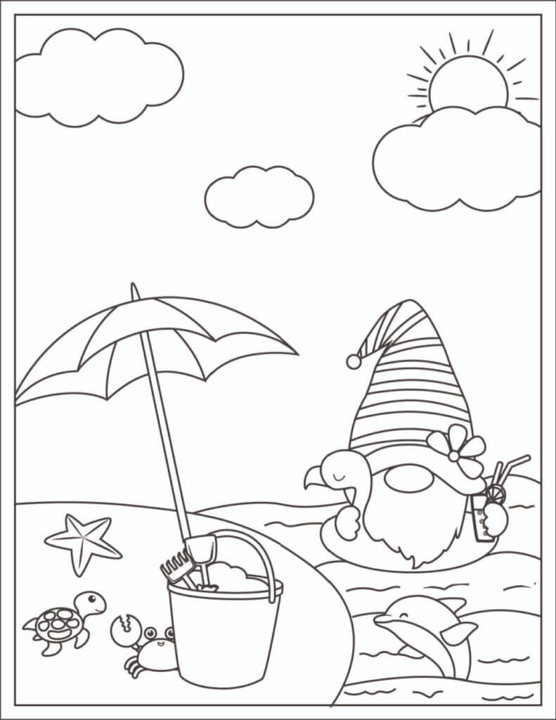 해변의 우산 coloring page