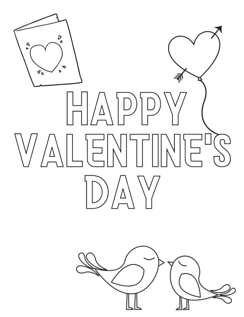 해피 발렌타인 데이 카드 coloring page