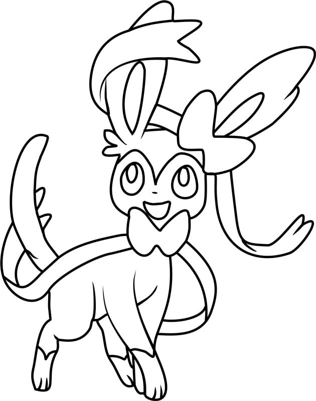 Happy Pokemon Sylveon coloring page
