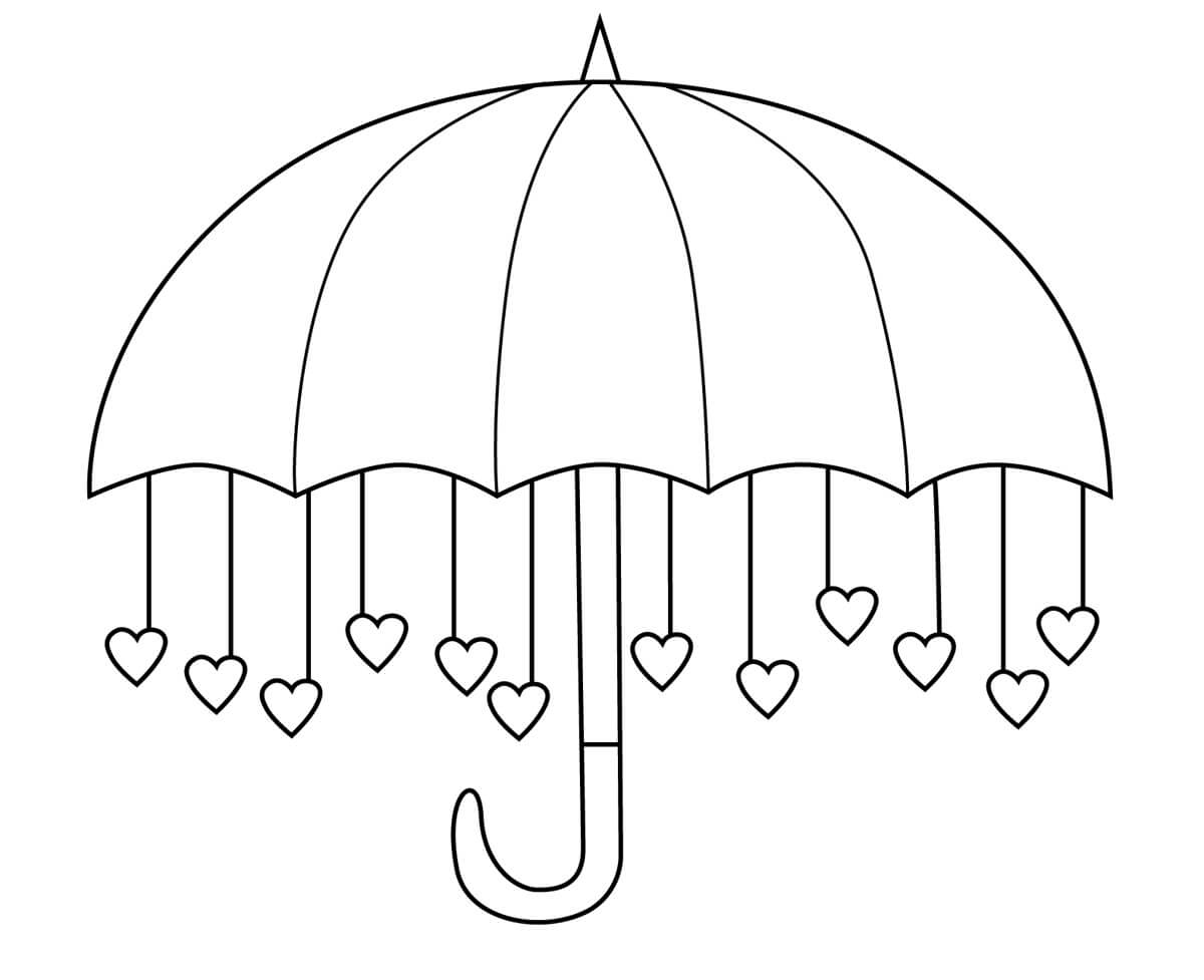 하트가 있는 우산 coloring page
