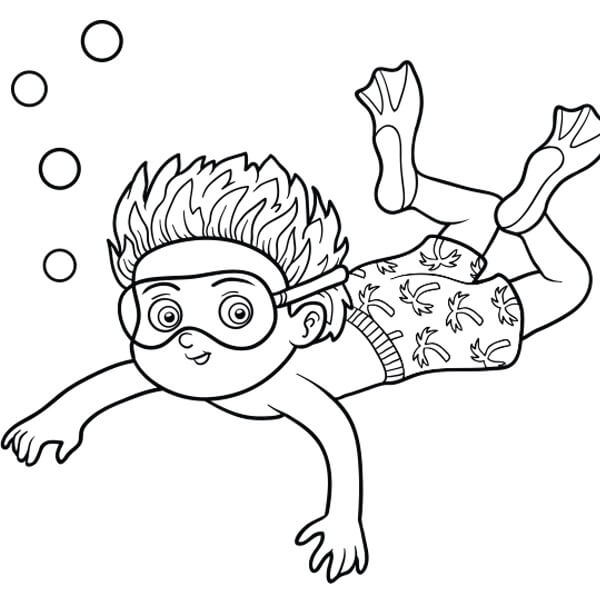 재미있는 어린이 수영 coloring page