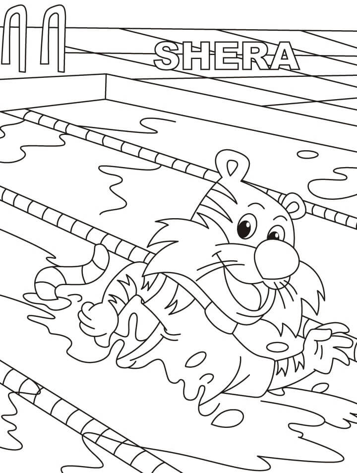 재미있는 쉐라 수영 coloring page