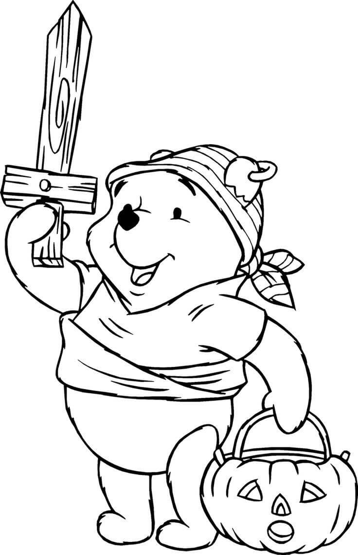 장난꾸러기 놀이를 하고 있는 곰돌이 푸 coloring page
