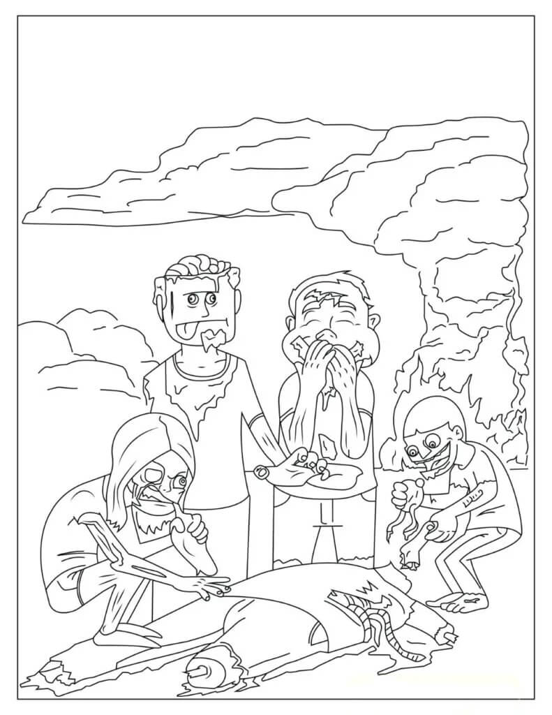 좀비 가족 coloring page