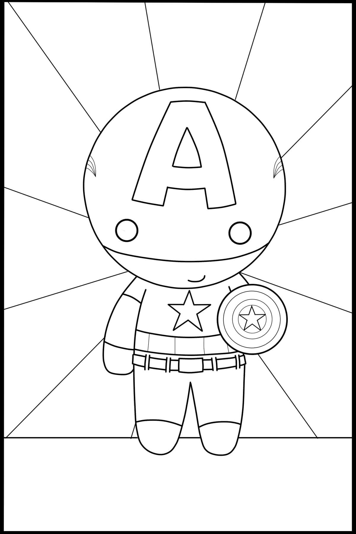 캡틴 아메리카 – 귀여운 인형 coloring page