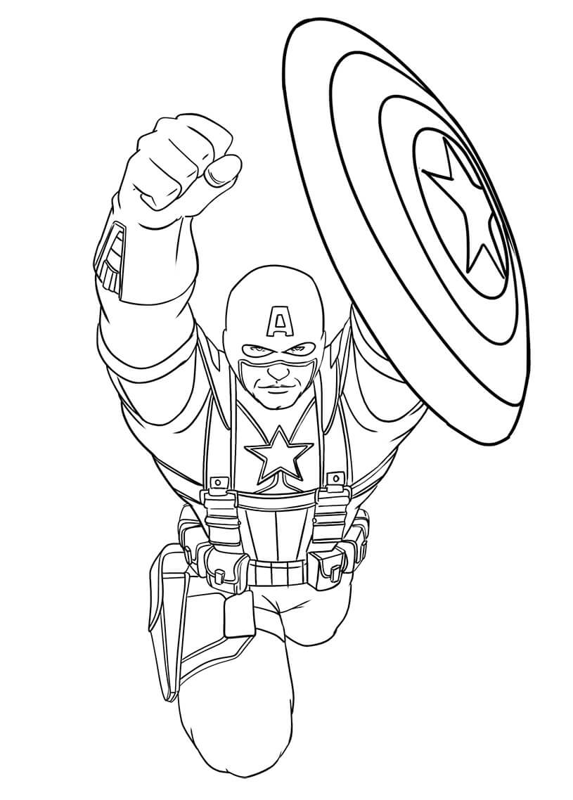 캡틴 아메리카 플라잉 coloring page