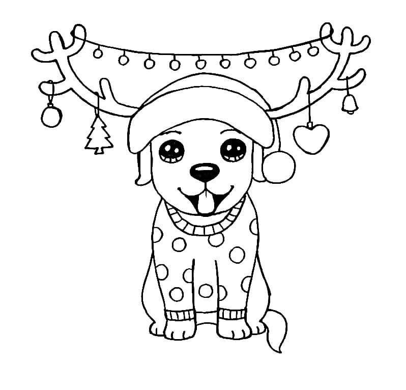 크리스마스에 귀여운 강아지 coloring page