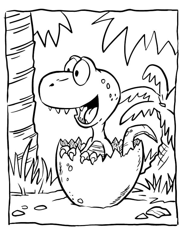 깨진 달걀 속의 공룡 coloring page