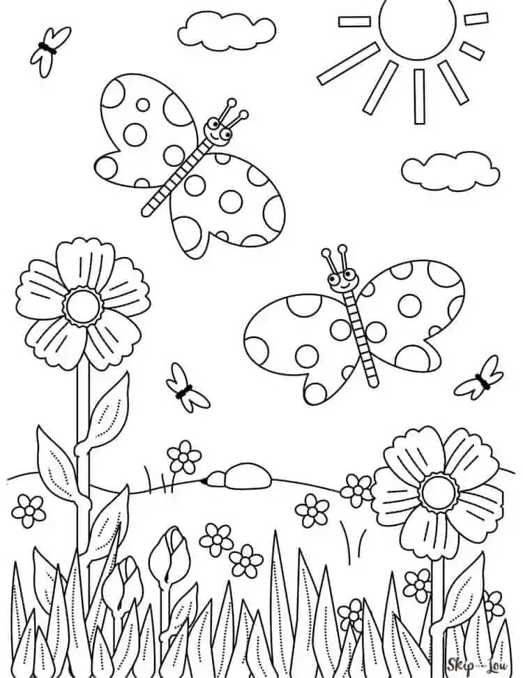 꽃과 나비 coloring page