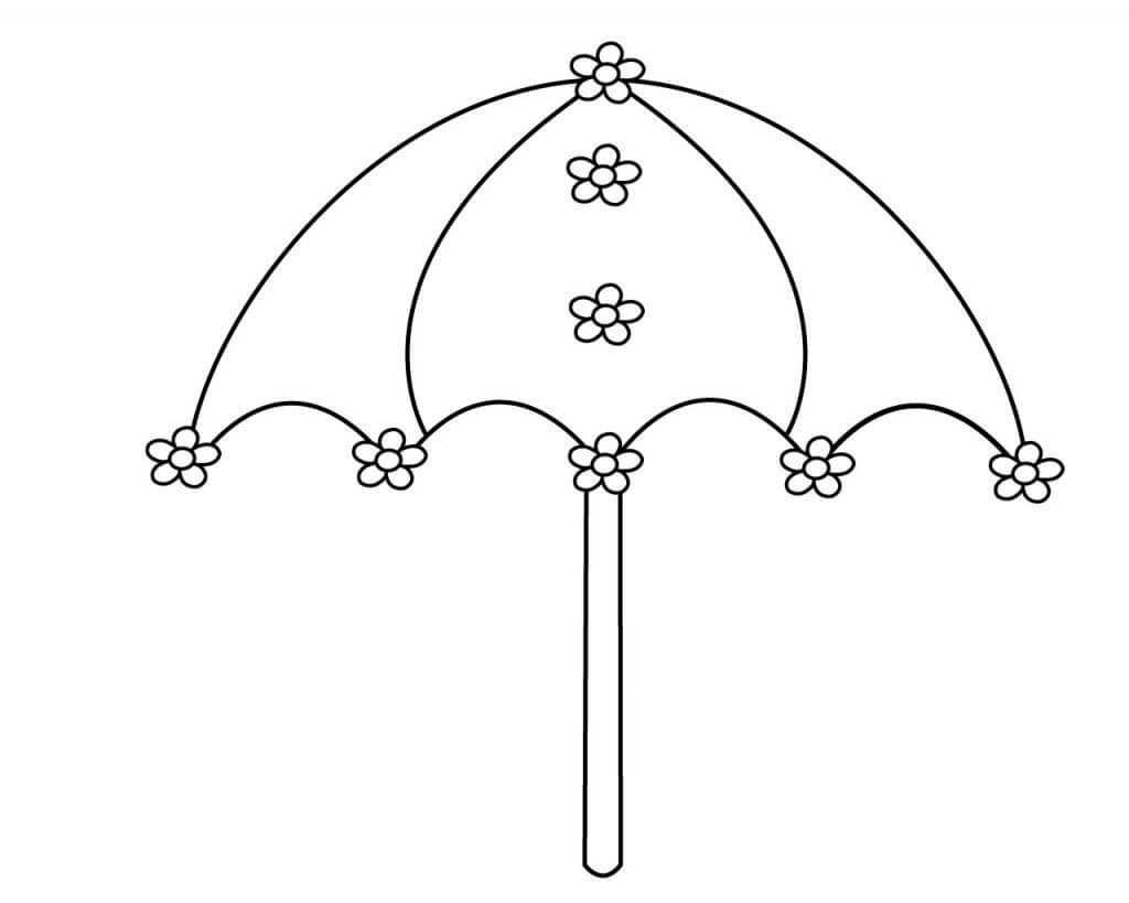 꽃과 우산 coloring page