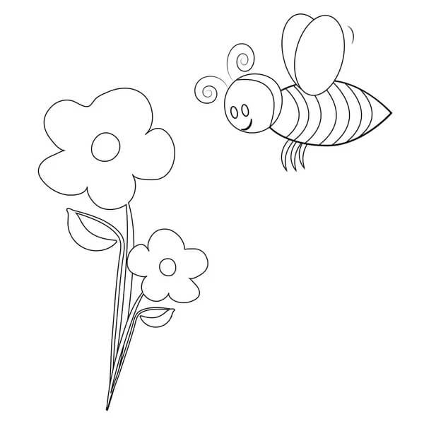 꿀벌과 꽃 coloring page
